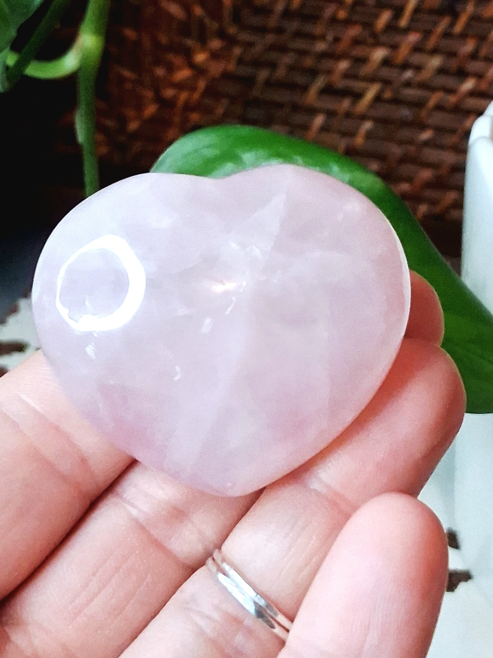 Rose Quartz Heart Palm Stone
